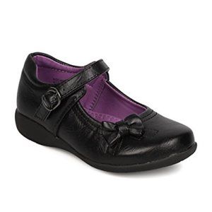 Toddler/ Little/ Big Girl Leatherette Bow Tie Mary Jane Uniform Shoe -Black